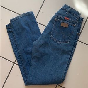 Indigo blue high waisted wrangler jeans